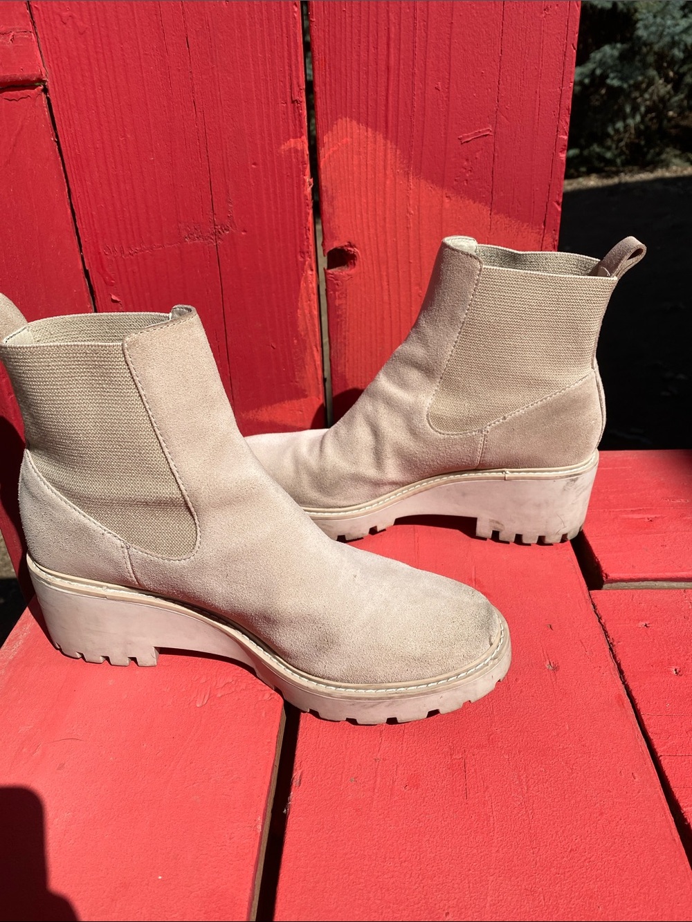 Dolce Vita Taupe Suede Chelsea Lug Ankle Boots - Picture 5 of 7